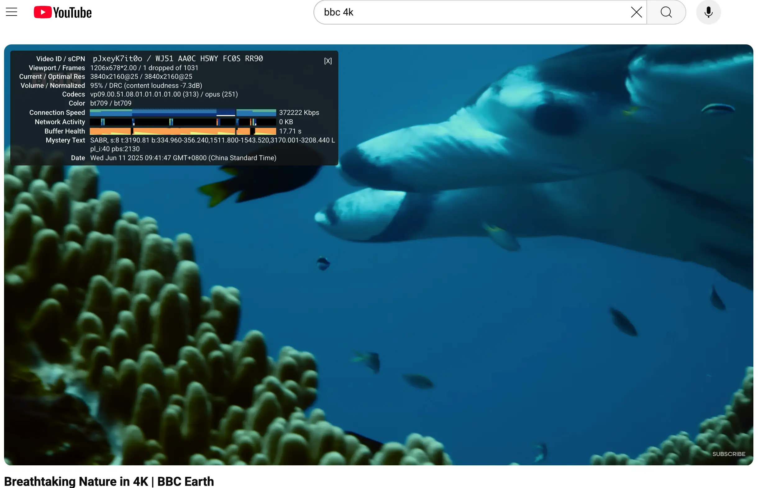YouTube 4K播放测试